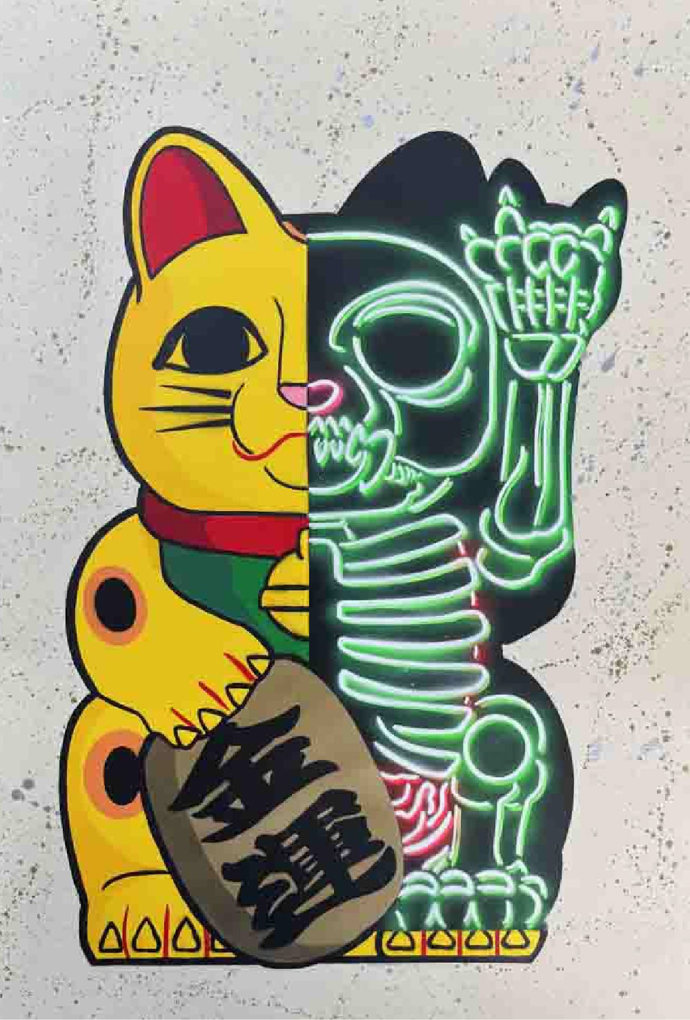 "MANEKI-NEKO 50:50 YELLOW v2"(GOLD&SILVER SPLATTER)