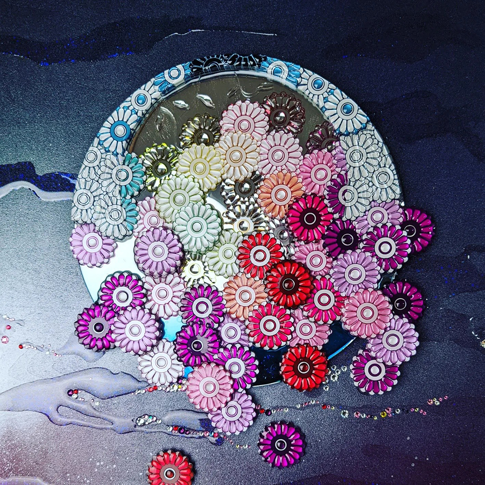 Flower basket deepblue & purple